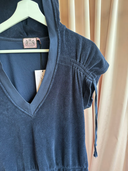 Juicy Couture Hooded Navy Terry Cloth Dress