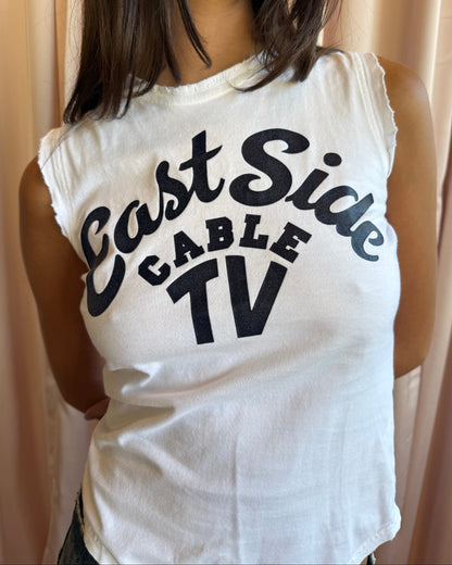 Dsquared² S/S 2004 "East Side Cable TV" Graphic White Tank Top