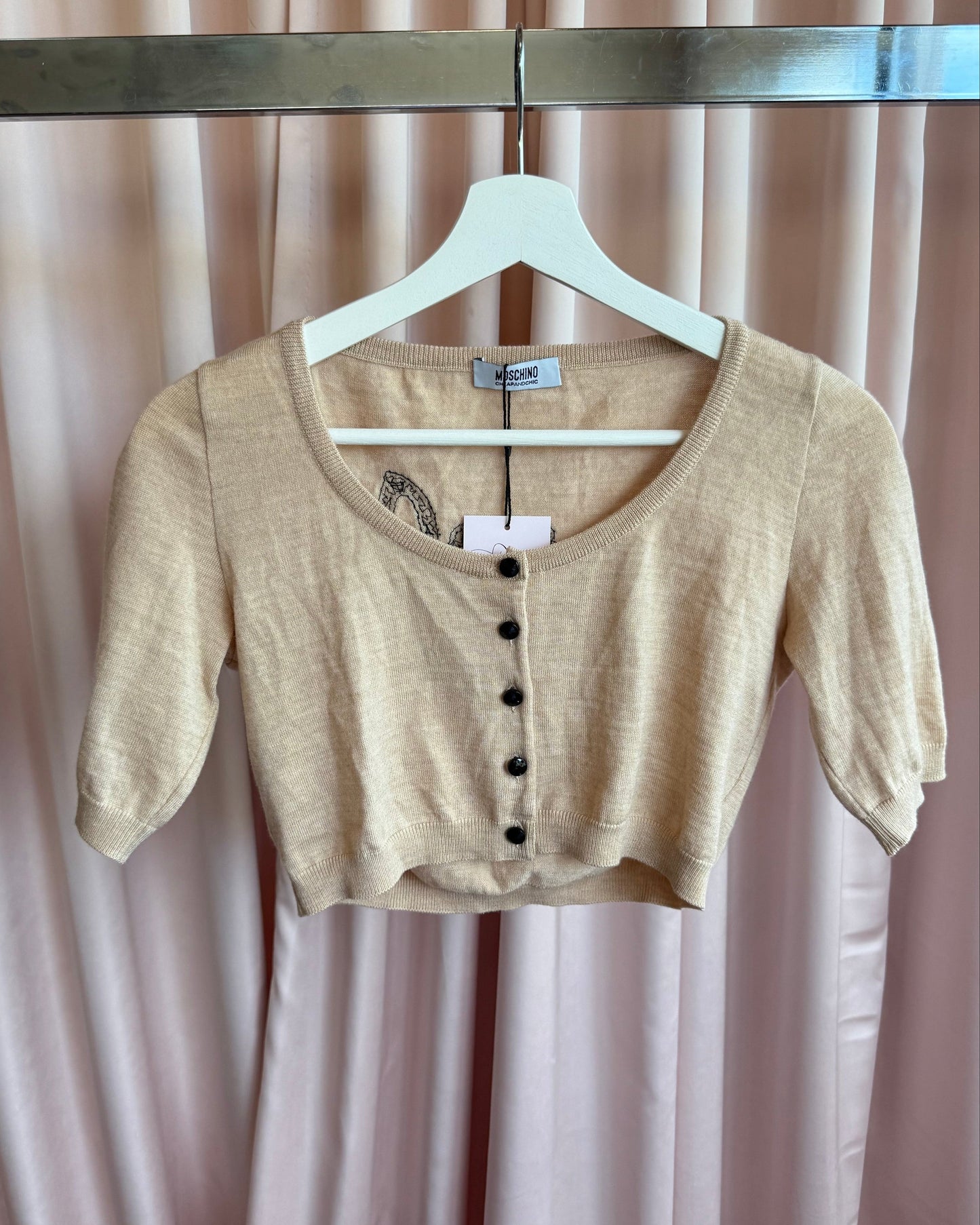 Moschino Cheap & Chic "Diva" Cropped Wool Cardigan