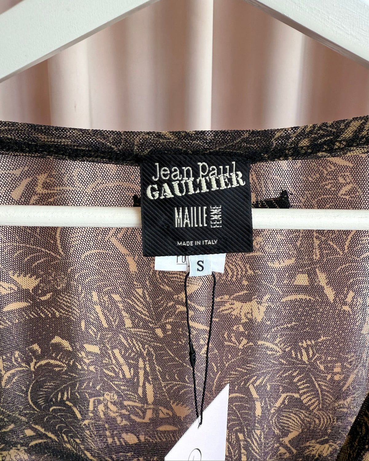 Jean Paul Gaultier Jungle Print Mesh Long Sleeve Wrap Top