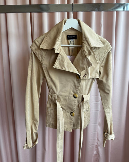 Patrizia Pepe Short Belted Khaki Cotton Trench Jacket