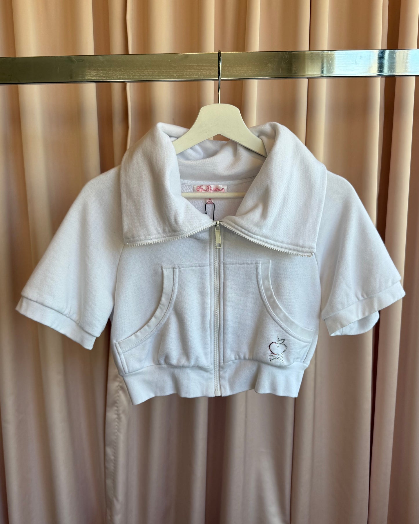 Kira Plastinina White Cropped Zip Up Sweater