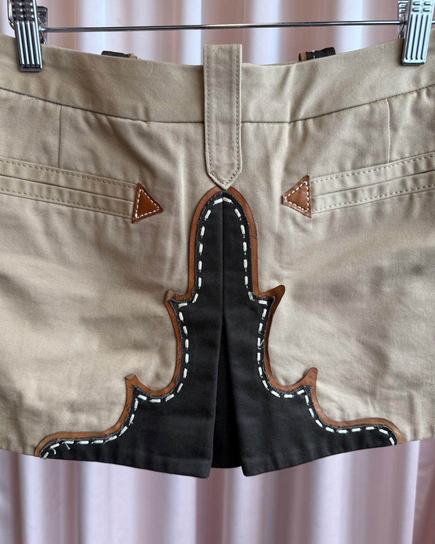 Dsquared² S/S 2006 Leather Lace Khaki Mini Skirt