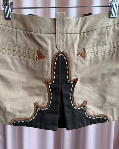 Dsquared² S/S 2006 Leather Lace Khaki Mini Skirt