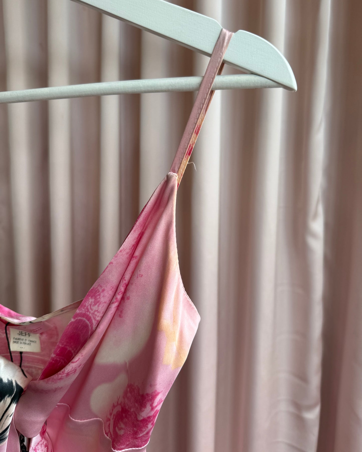 Jeff Gallano 100% Silk Pink Pin Up Print Bias Cut Dress *As Is*