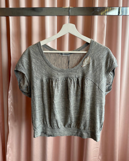 Tsumori Chisato Grey Cloud Print Polka Dot Wool Top