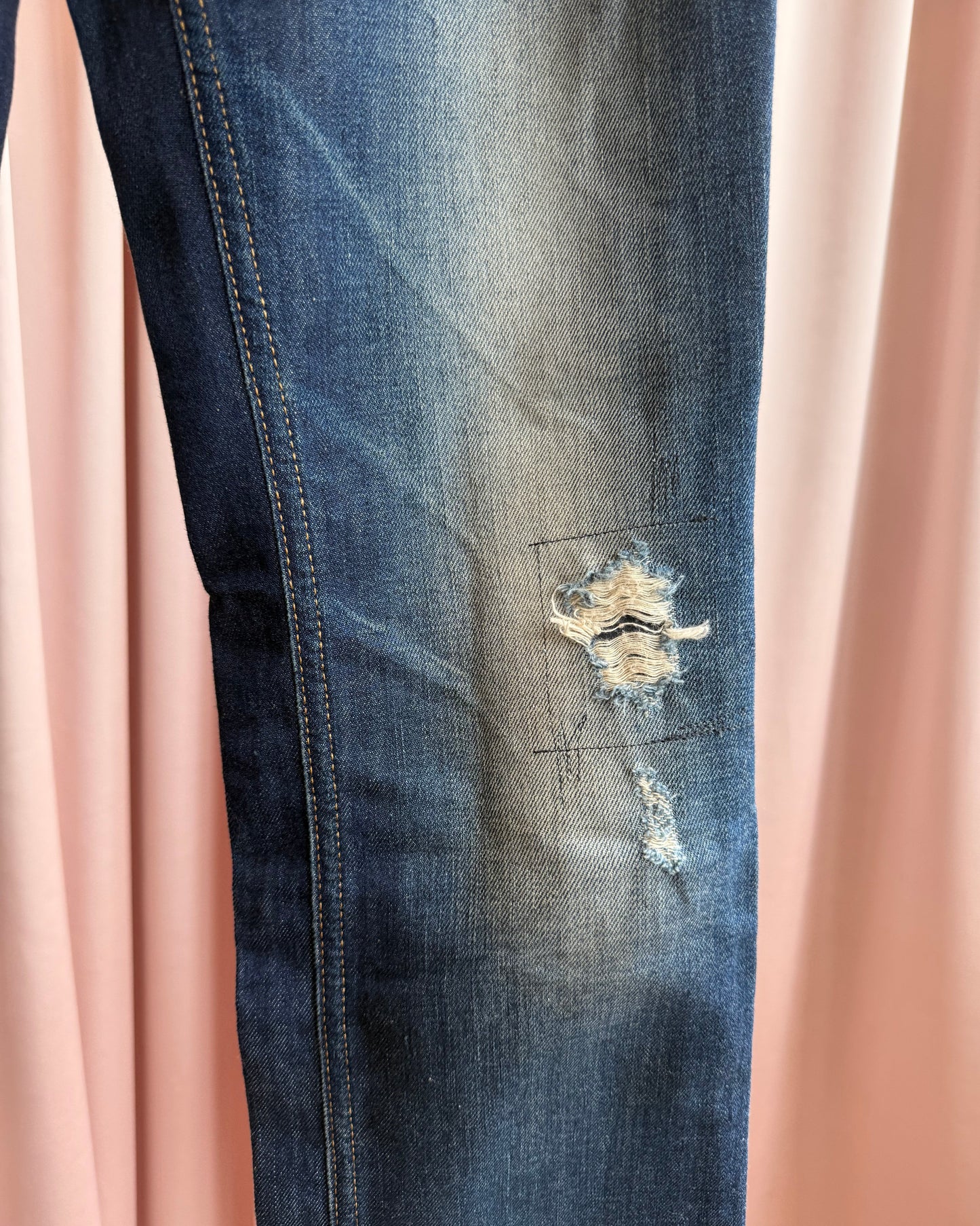 Diesel "Lowky" Faded Dark Wash Low Rise Straight Leg Denim