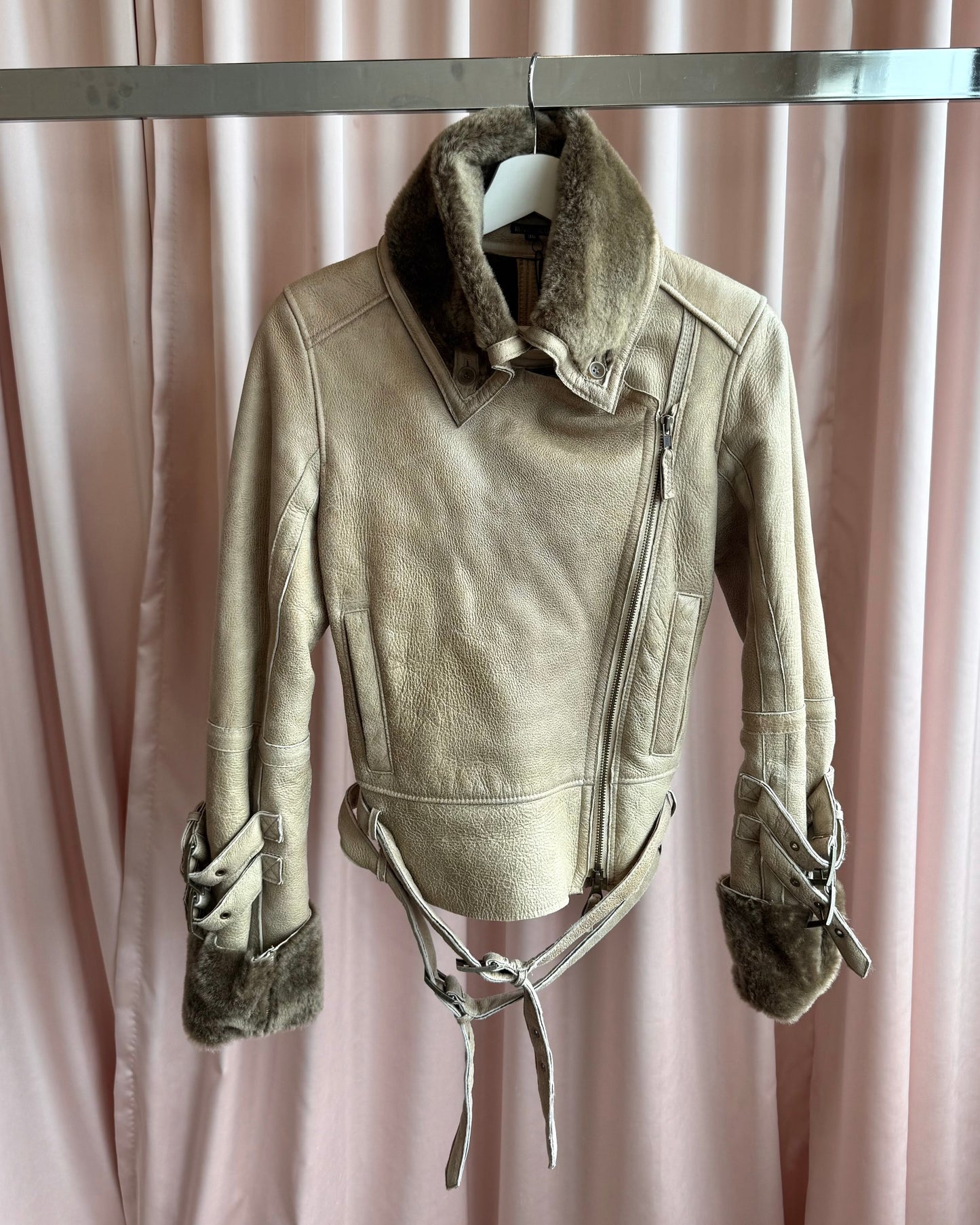 Japanese Brand Belted Shearling Jacket