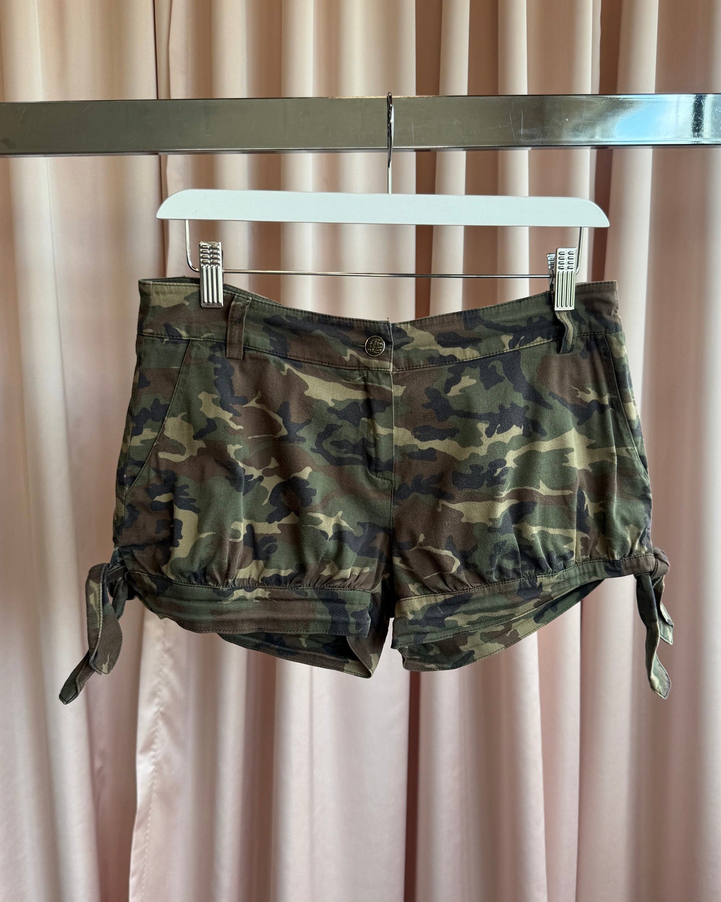 Italian Brand Camouflage Print Low Rise Mini Shorts
