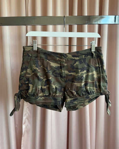 Italian Brand Camouflage Print Low Rise Mini Shorts