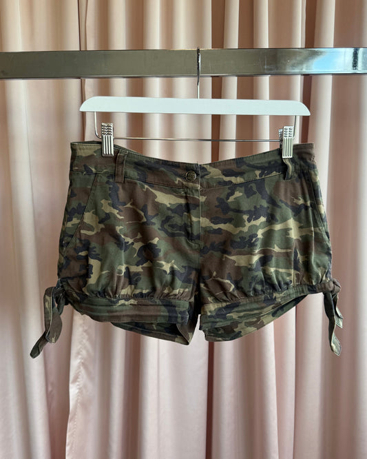 Italian Brand Camouflage Print Low Rise Mini Shorts