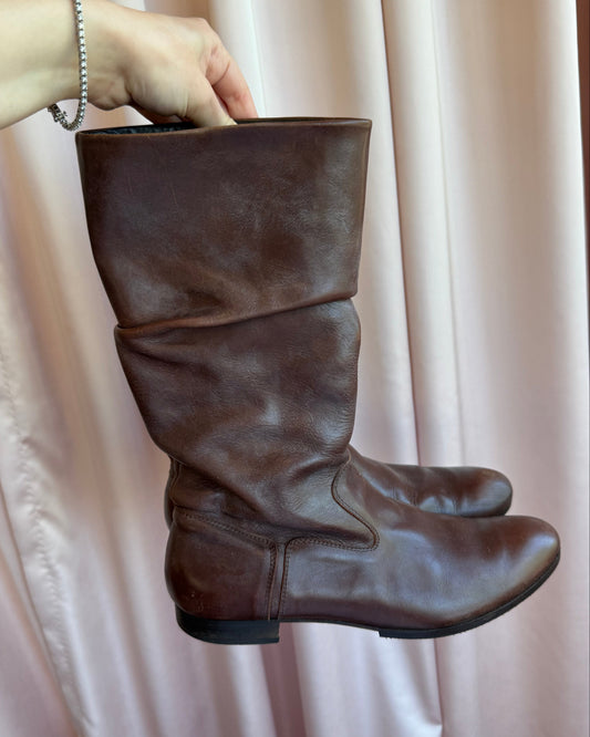 Collection PRIVÉE? Brown Leather Slouch Boots