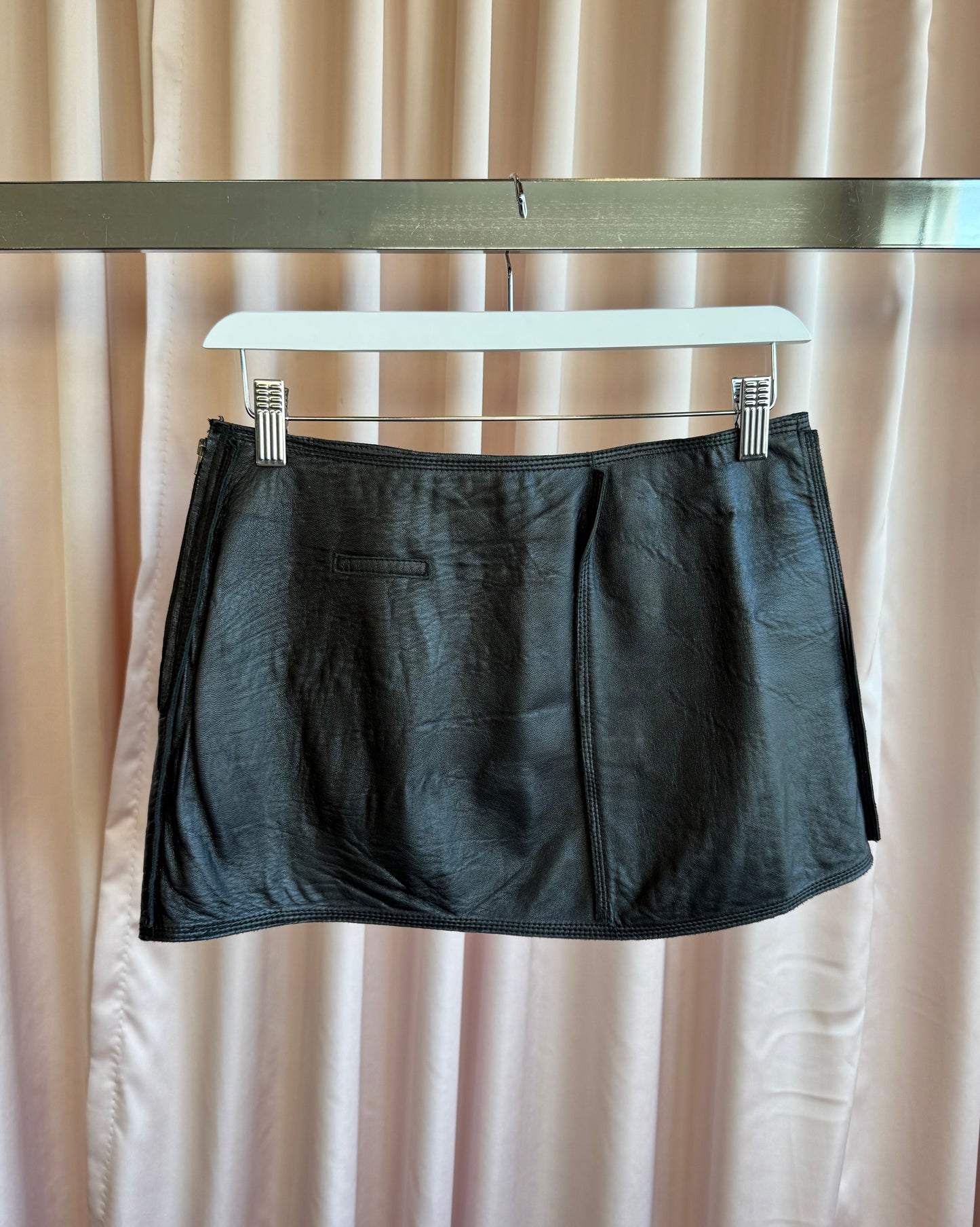Jean Paul Gaultier Vintage Black Sheepskin Leather Mini Skirt