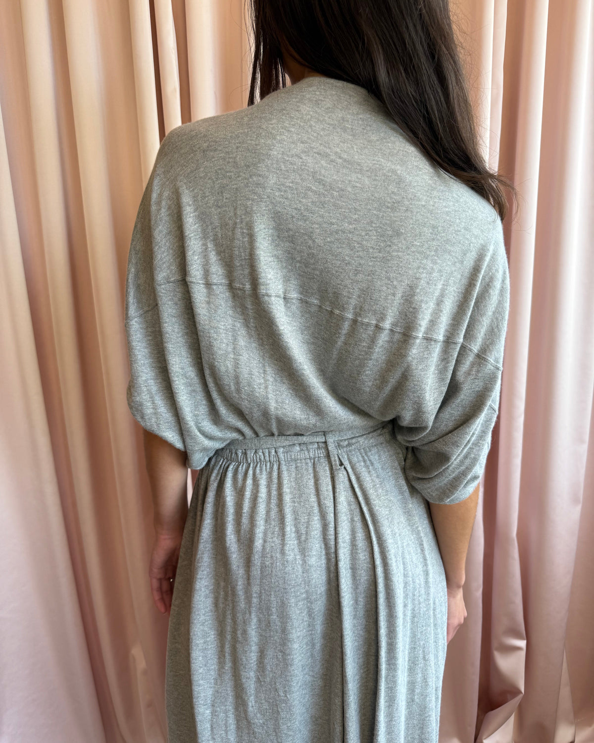 Tsumori Chisato Grey Low Cut Dolman Sleeve Belted Dress