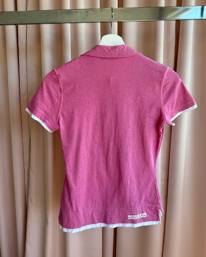 Dsquared² S/S 2005 Pink & White Double Layered Polo Top