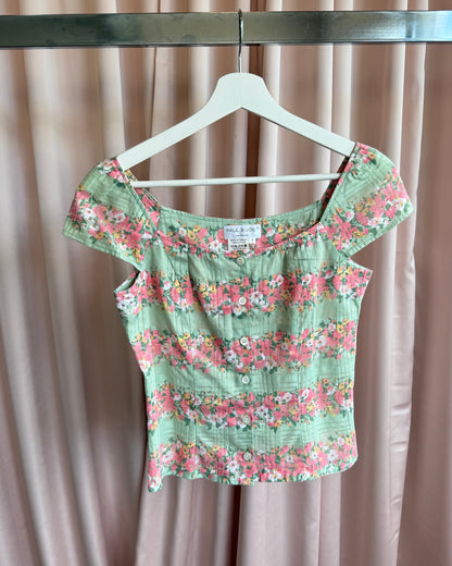 French Brand Floral Print Cotton Milkmaid Top