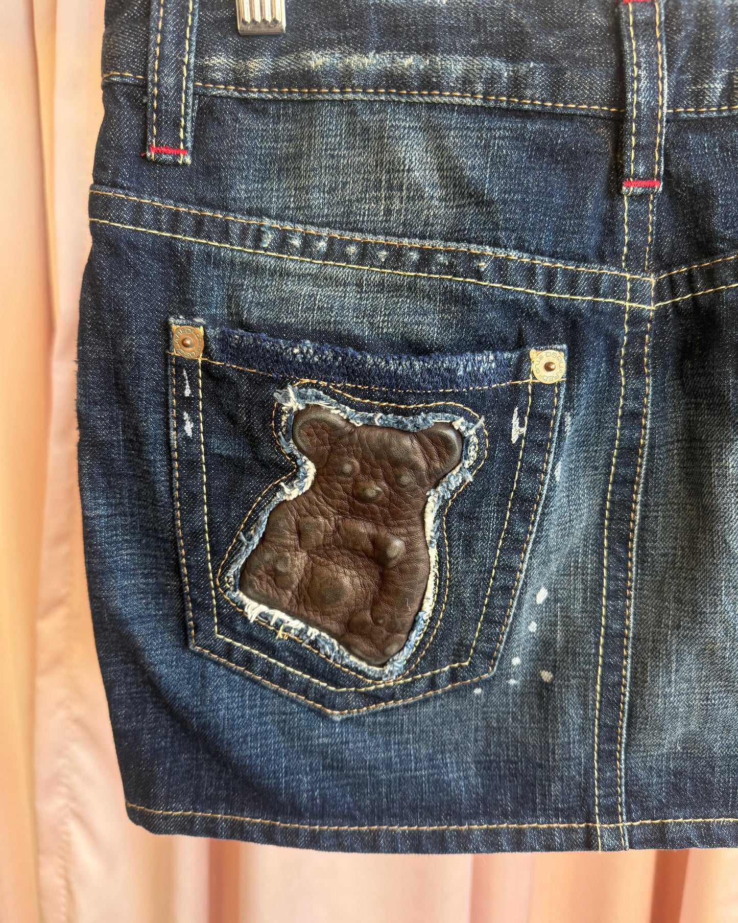 Dsquared² F/W 2008 Teddy Patch Denim Mini Skirt