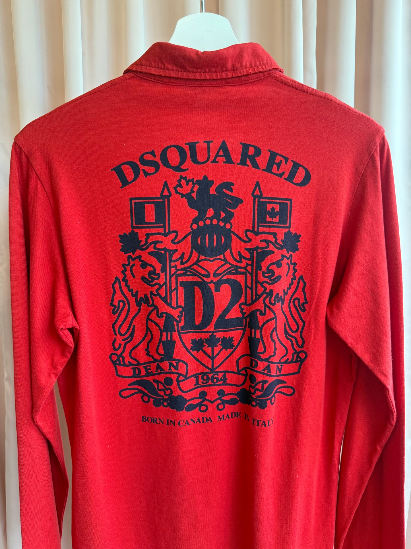 Dsquared² F/W 2006 Graphic Red Long Sleeve Polo Shirt