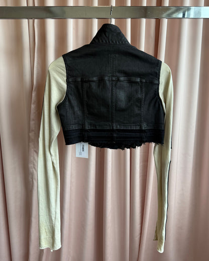 Rick Owens DRKSHDW S/S 17 Wax Denim Cropped Long Sleeve Jacket
