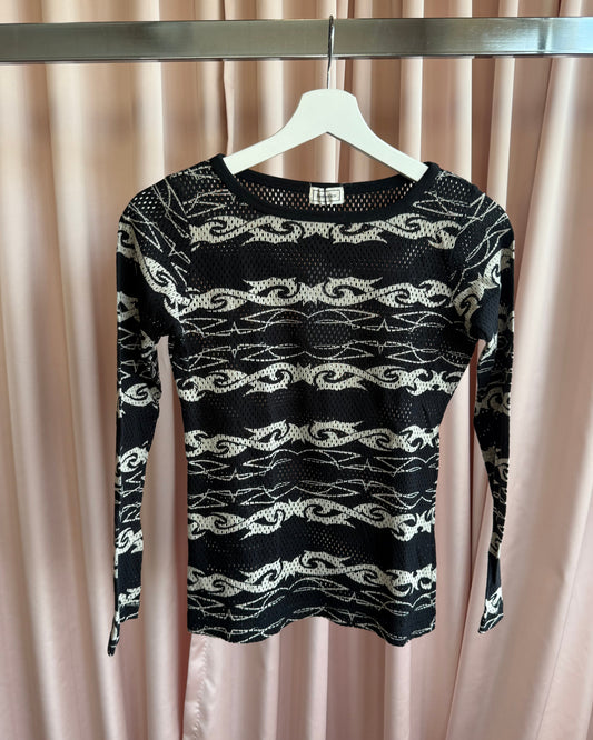 Hysterics 90's Tribal Tattoo Print Long Sleeve Top