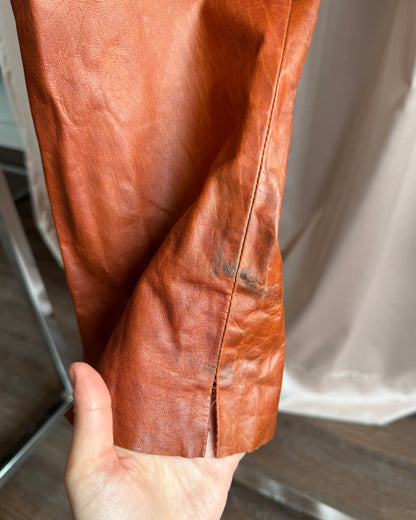 Plein Sud Vintage Burnt Orange Real Leather Pants