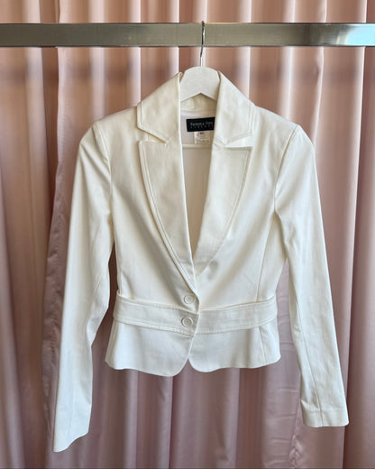 Patrizia Pepe Firenze White Cotton Blend Blazer