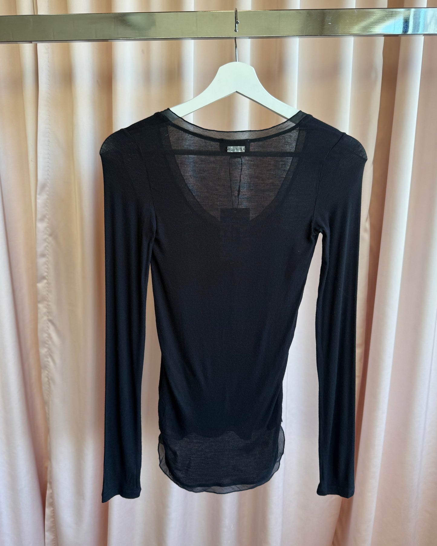 Diesel Black Ribbed Long Sleeve Henley Top