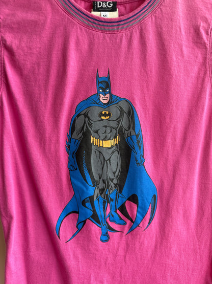 D&G S/S 2005 Batman Graphic Pink Ringer Tank Top