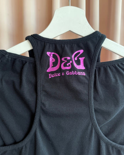 D&G F/W 2003 Marie Antoinette Graphic Black Double Layered Top