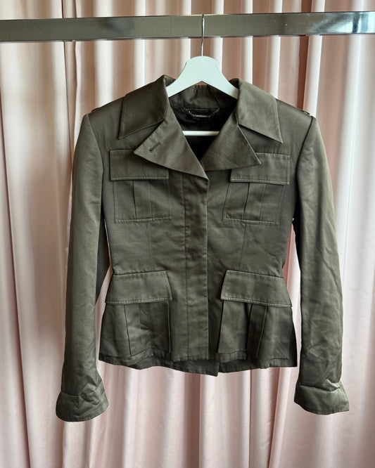 Gucci by Tom Ford 2000's Khaki Cotton & Silk Military Jacket