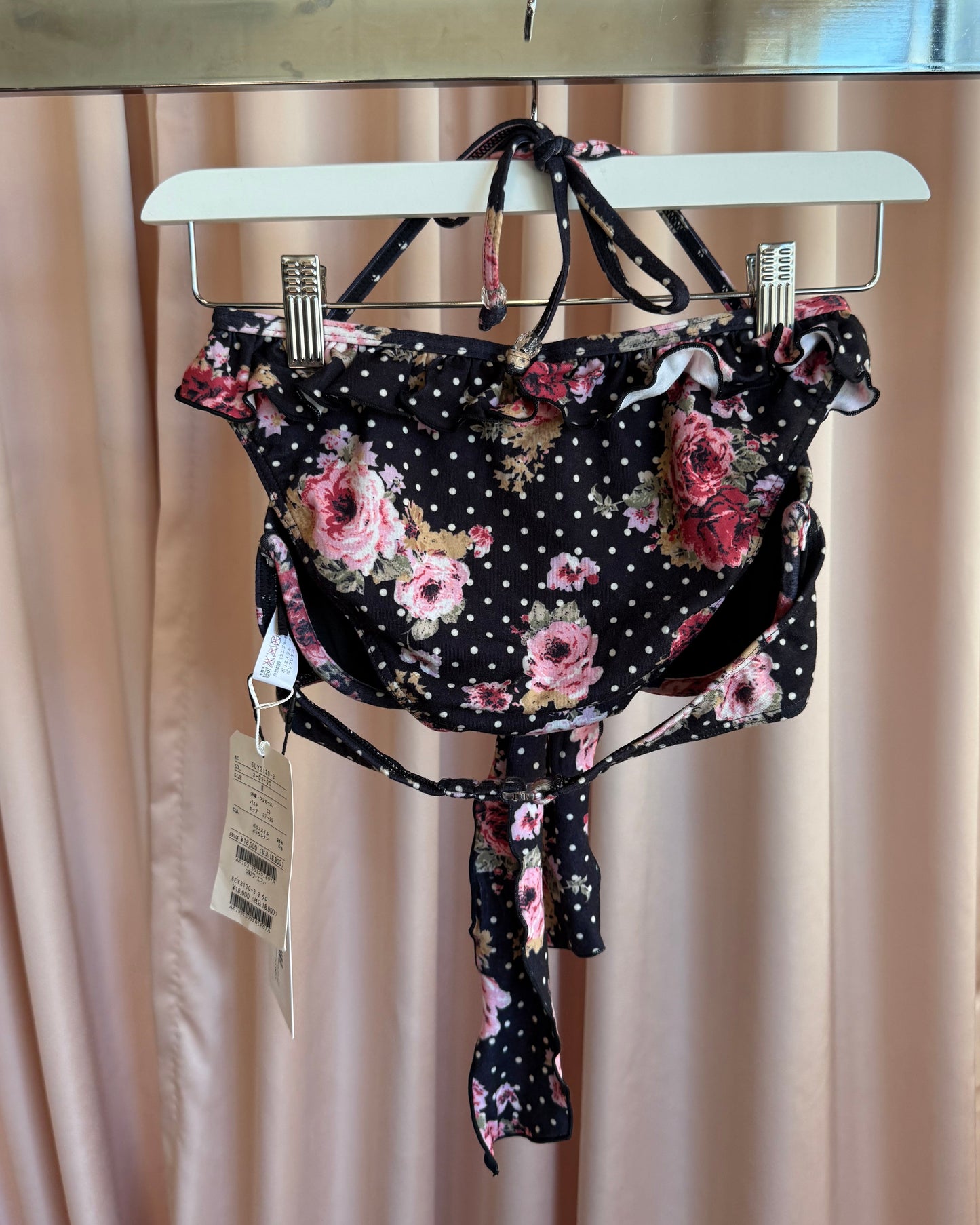 Japanese Brand Deadstock Floral Polka Dot Print Ruffle Bikini