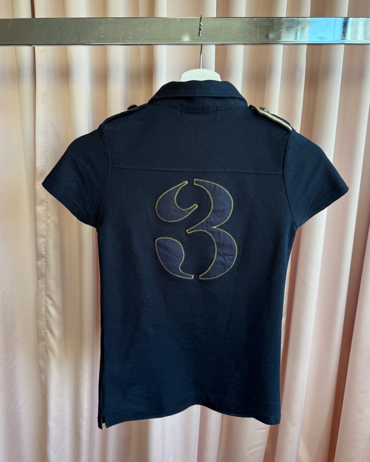 Japanese Brand Navy & Gold "3" Epaulet Polo Shirt