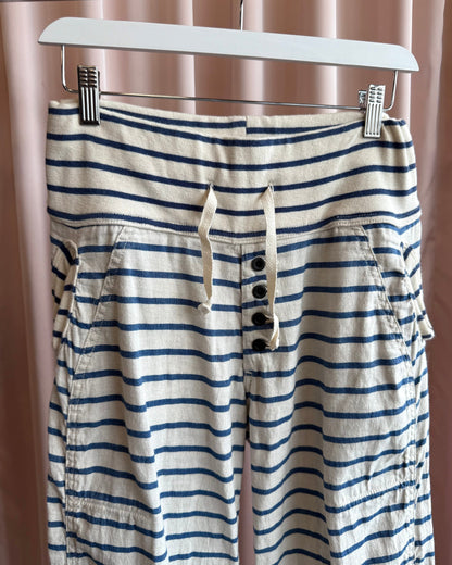 Kapital Blue Striped Cotton Hemp Drawstring Pants