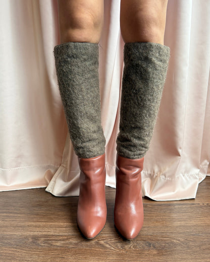 Italian Designer Wool & Leather Stiletto Boots