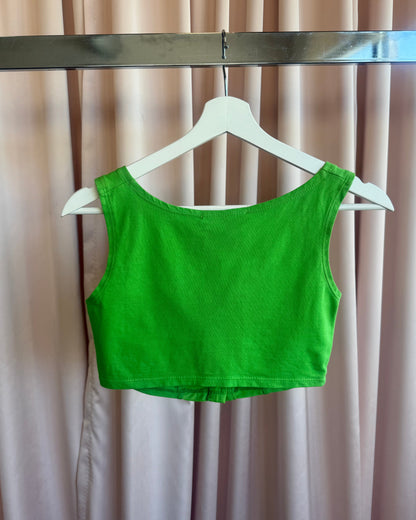 French Brand 1990's Apple Green Button Up Bustier Top