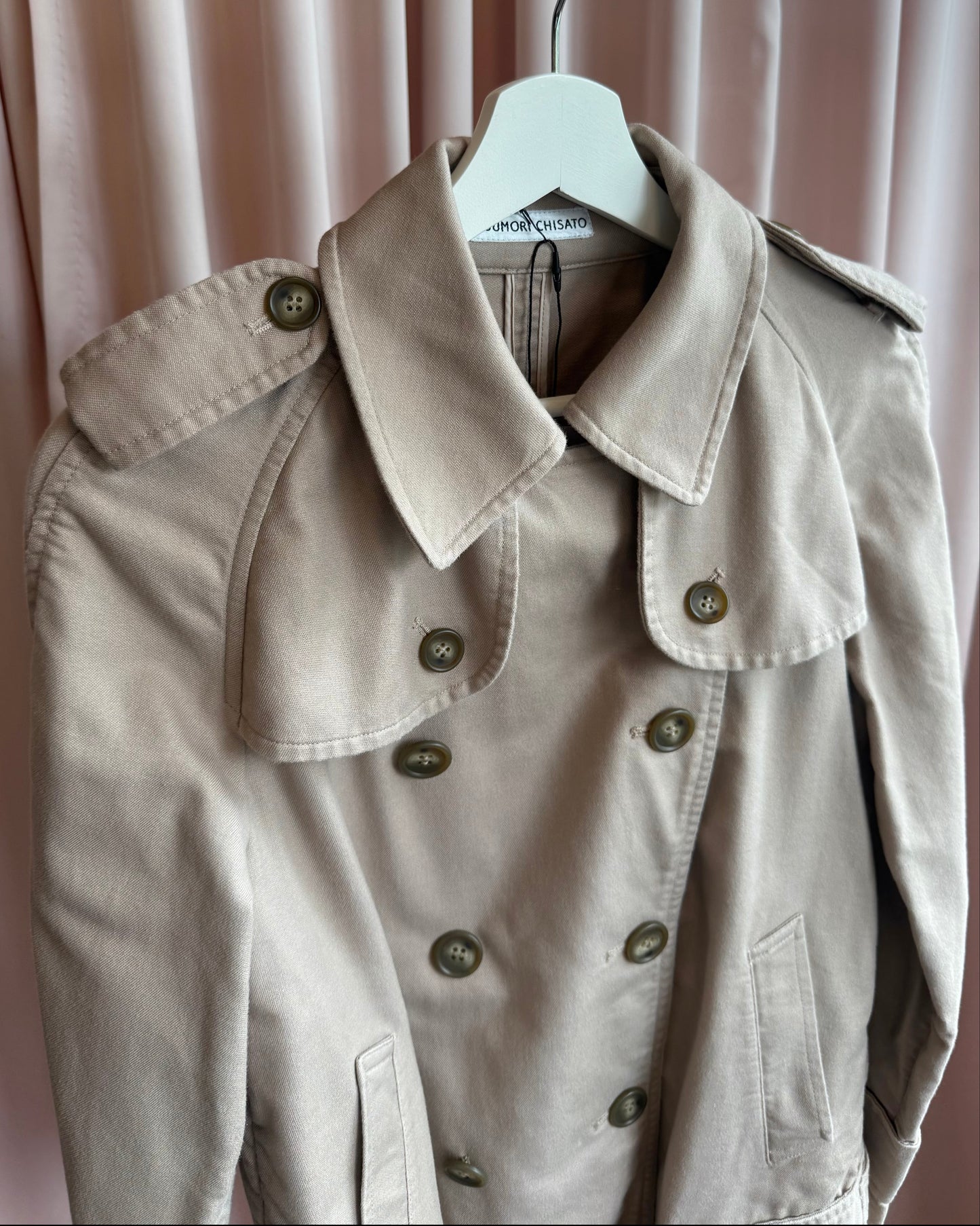 Tsumori Chisato Khaki Cotton Short Trench Peacoat
