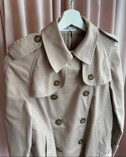 Tsumori Chisato Khaki Cotton Short Trench Peacoat