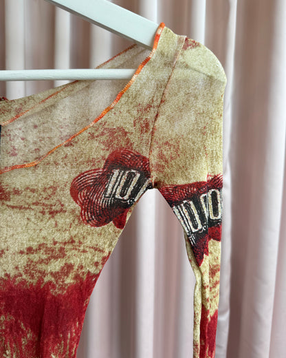 Jean Paul Gaultier S/S 1994 Printed Mesh Bodysuit