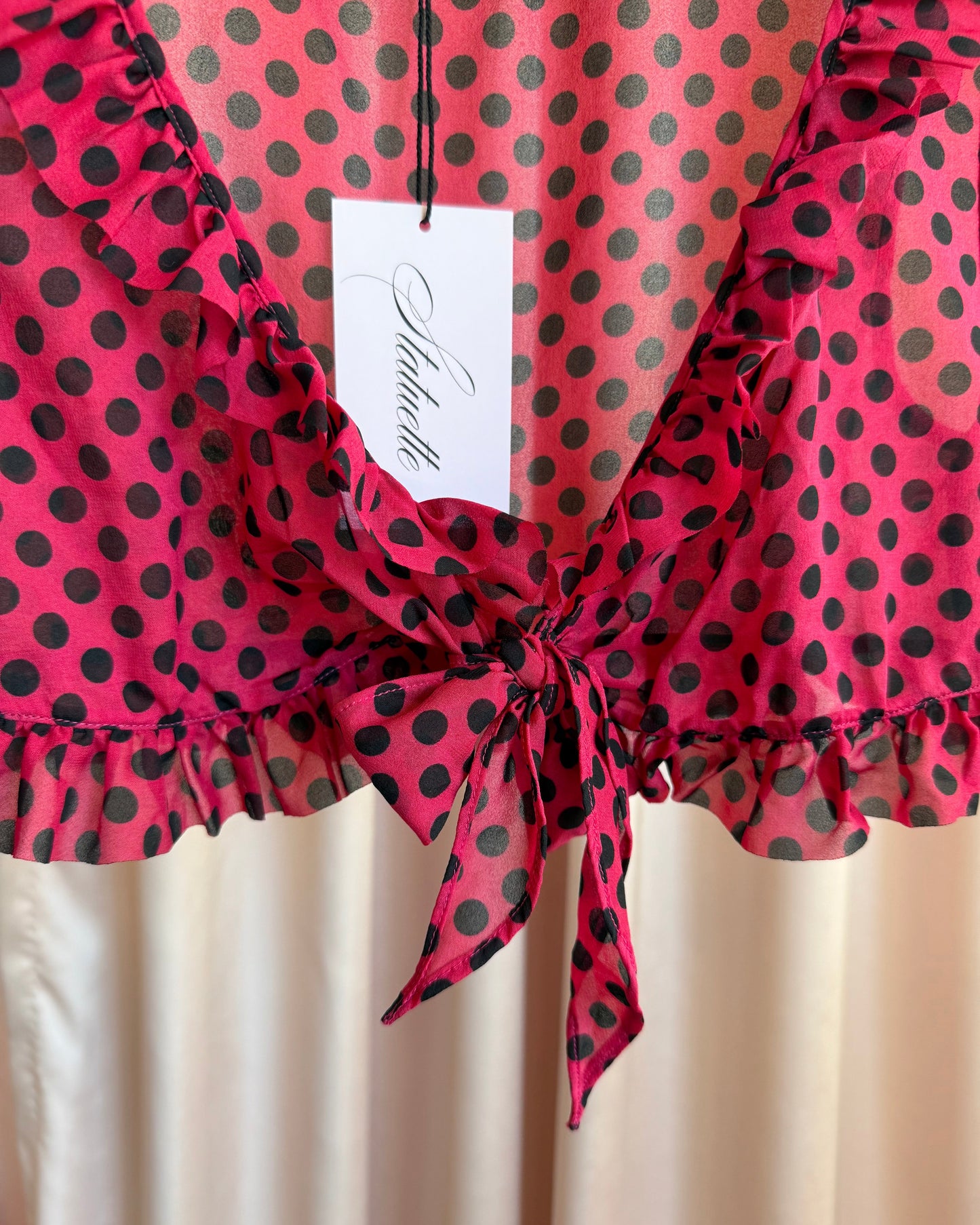 Chantal Thomass Red & Black Polka Dot Tie Top