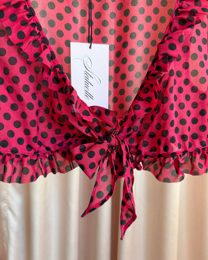 Chantal Thomass Red & Black Polka Dot Tie Top