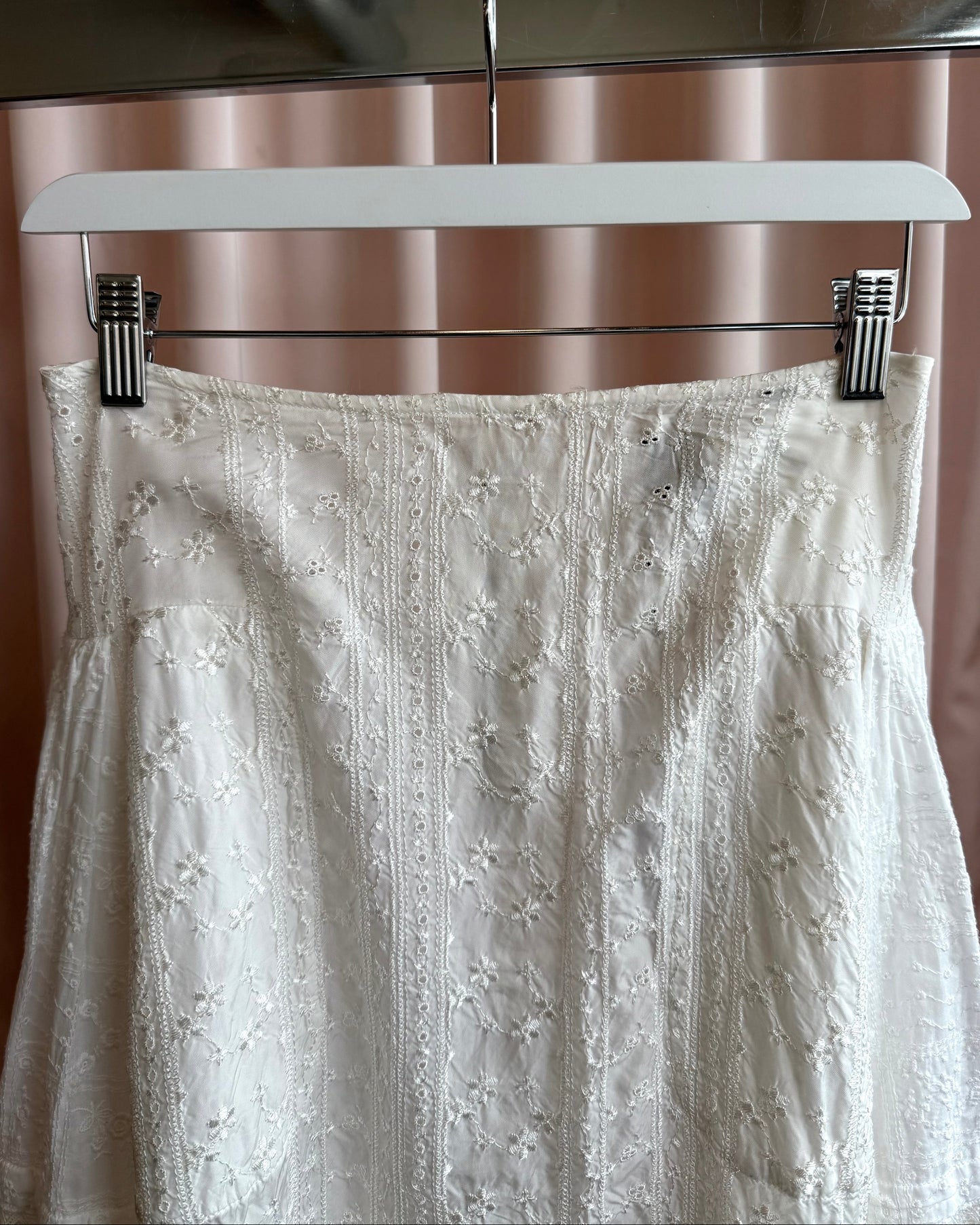 Comme des Garçons tricot White Broderie Anglaise Midi Skirt