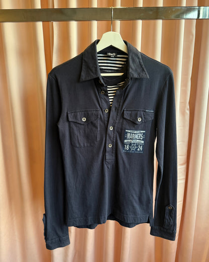 D&G F/W 2006 Men's Sailor Inspired Double Layer Long Sleeve Polo Shirt