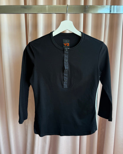 Y-3 F/W 2004 Logo Striped Black Henley Top
