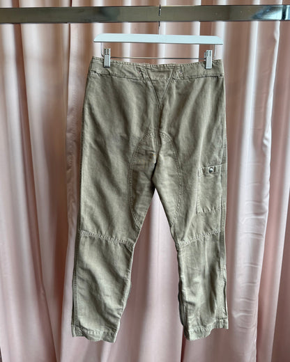 Prada Sport Khaki Cotton Linen Cropped Military Pants