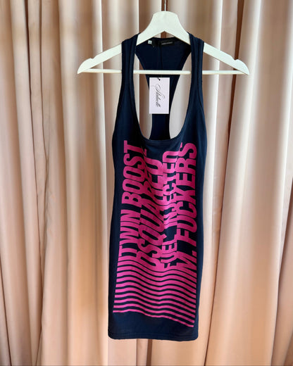 Dsquared² S/S 2008 "Twin Boost" Hot Pink Graphic Navy Tank Dress
