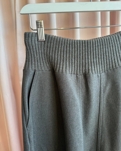 Zucca Grey Rib Knit Waist Sarouel Wide Leg Trousers