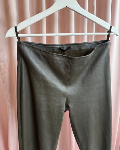 The Row Dark Olive Lambskin Leather Leggings