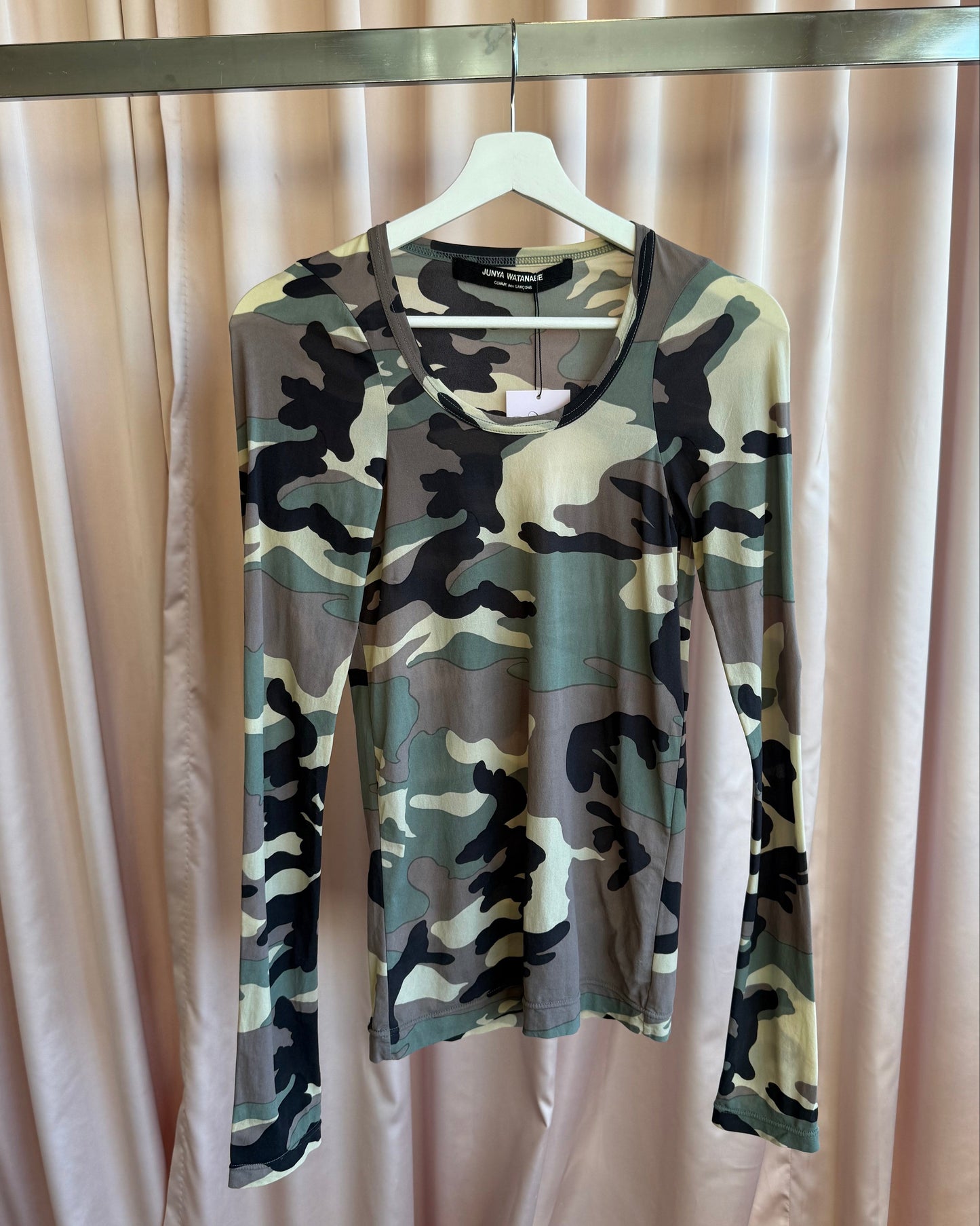Junya Watanabe 1993 Camouflage Print Mesh Long Sleeve Top
