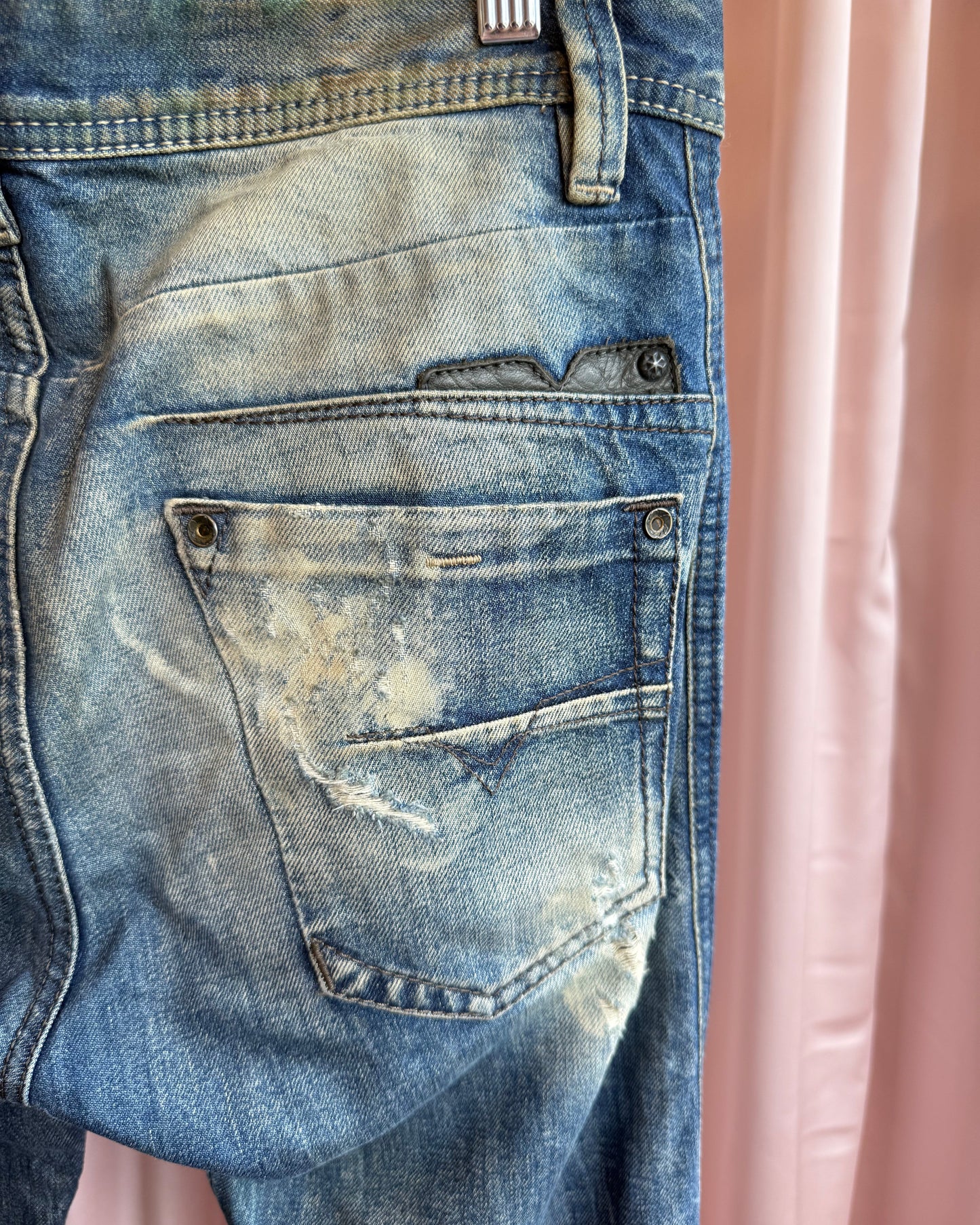 Diesel "Darron" Painted Distressed Faded Denim