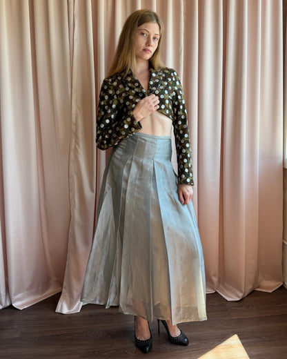 Polka Dot Camo Print Bolero Jacket